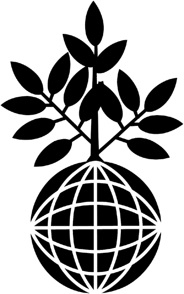 Plant growing from globe in silhouette vinyl sticker. Customize on line. Environment Pollution Conservation 034-0116